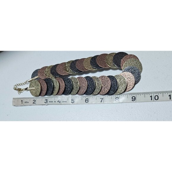 Elegant Metallic Disc Statement Necklace Black Copper Gold Fashion Jewelry Women - Picture 5 of 6